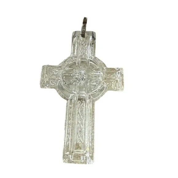 Waterford Crystal Celtic Cross Pendant Made in Ireland Cut Glass Hallmarked - Picture 4 of 7